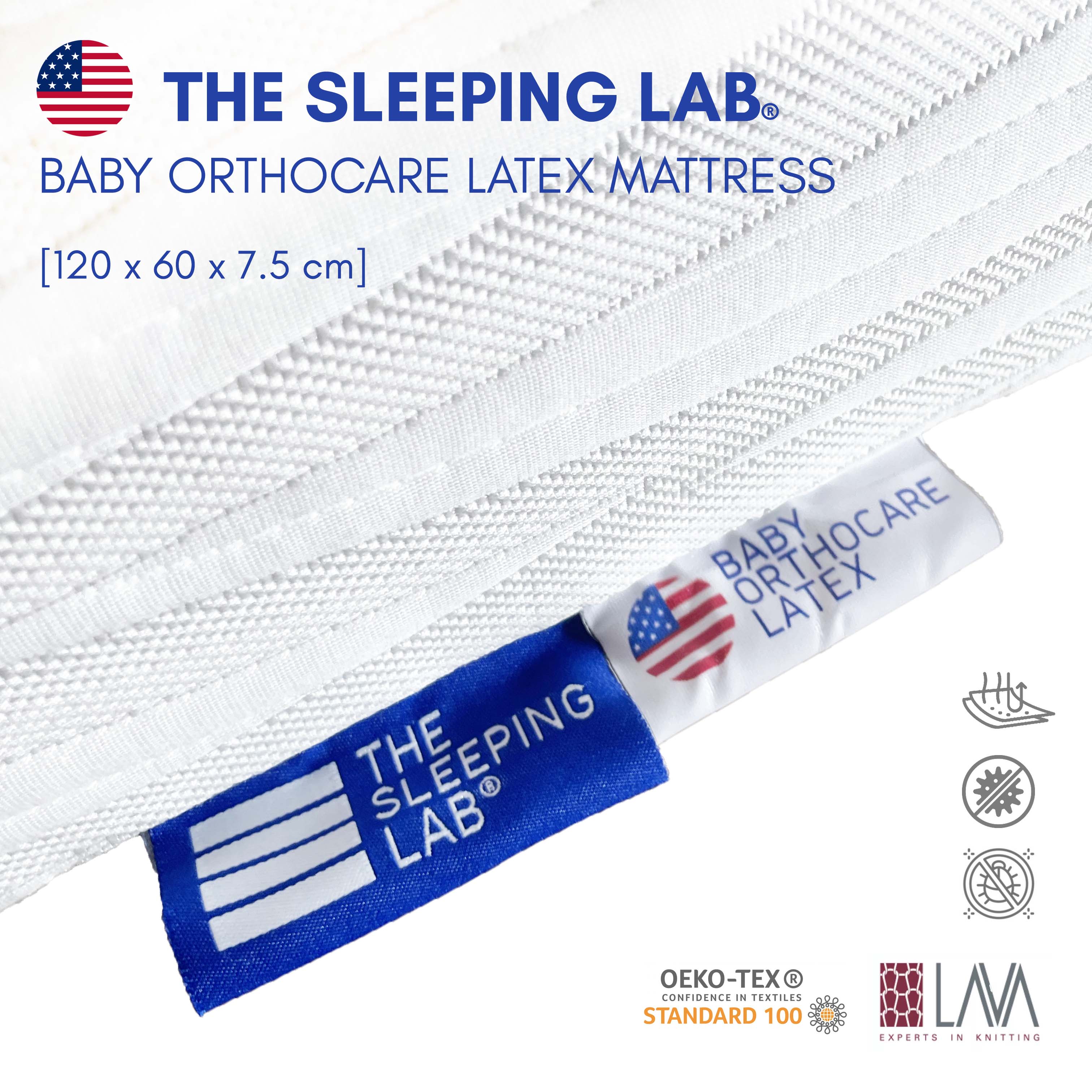 The Sleeping Lab Baby OrthoCare Latex 3" or 7.5cm Mattress