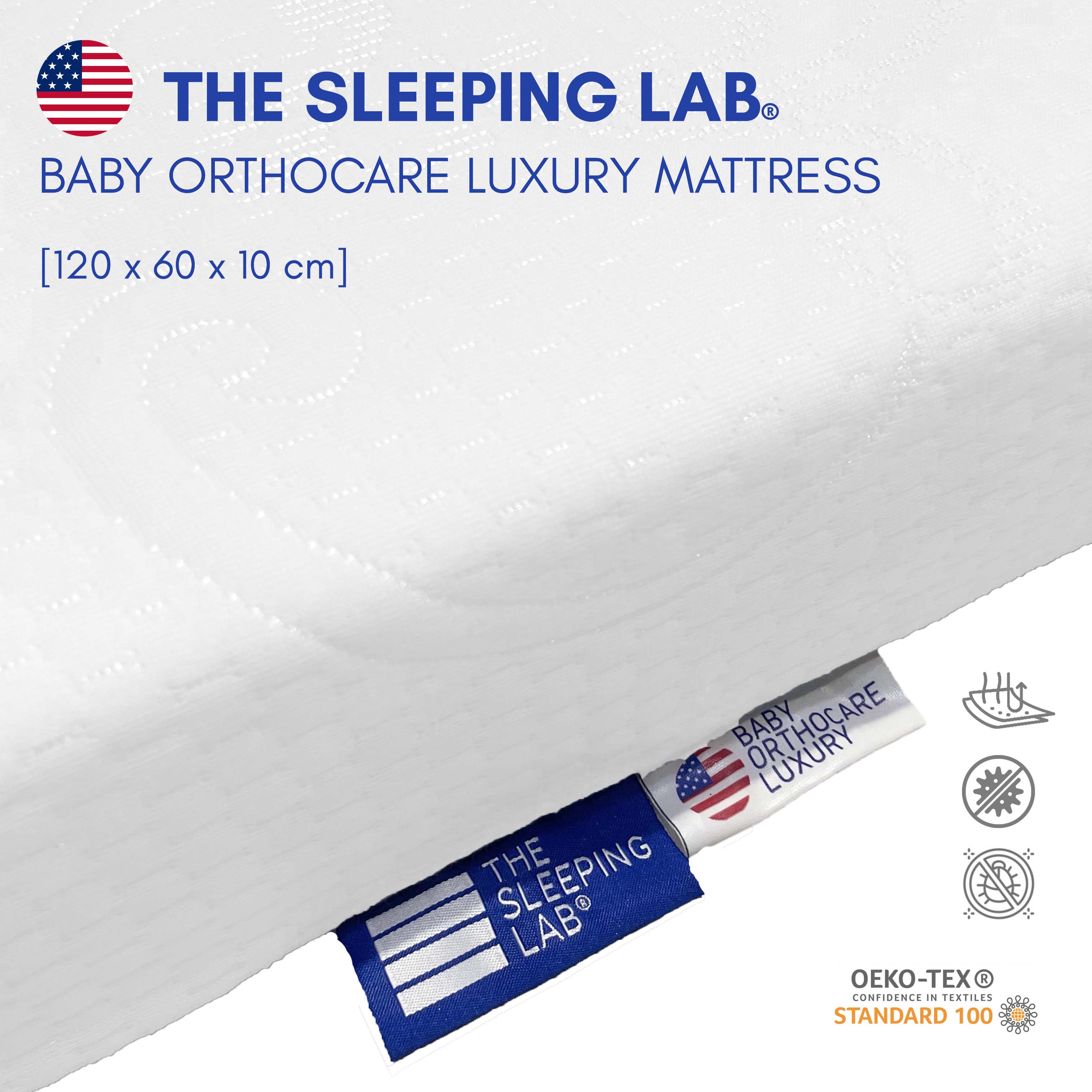 The Sleeping Lab Baby OrthoCare Luxury Foam Mattress – Medium-Firm Orthopedic Support | 120x60x10cm