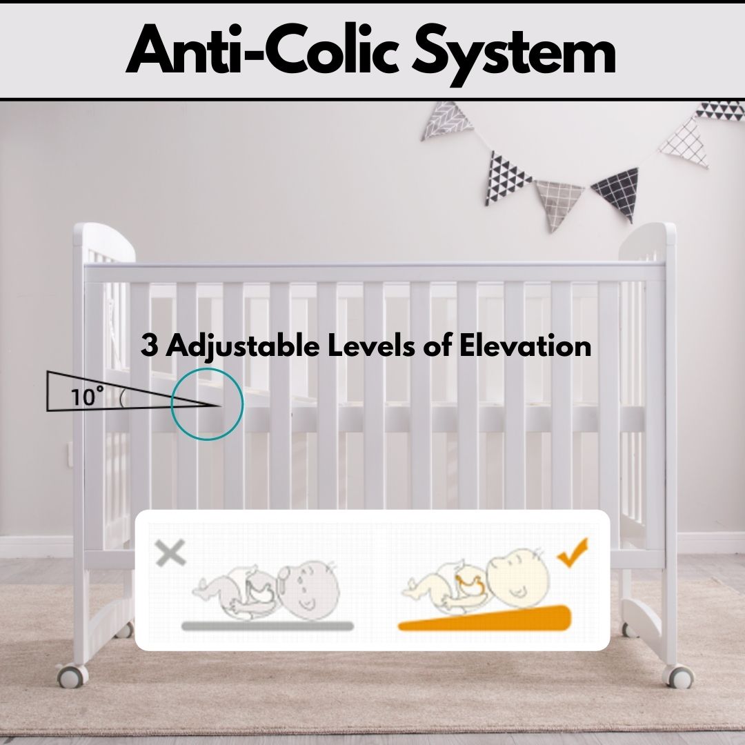 PREORDER APRIL 2024 Palette Box Sweet Dreams Avant Garde 10-in-1 Convertible Baby Cot with Anti-Colic System (ACS) & Rocker - Drop Gate + The Sleeping Lab Baby OrthoCare Luxury Mattress 4 Inch (120x60cm)