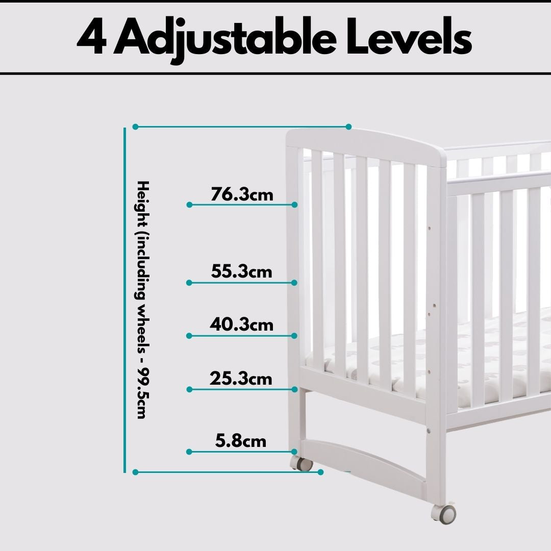 Preorder 20 Oct 
Palette Box Sweet Dreams Avant Garde 10-in-1 Convertible Baby Cot with Anti-Colic System (ACS) & Rocker - Drop Gate + King Koil Baby OrthoGuard 3 Latex Foam 4" Mattress 120x60cm (only ICA-endorsed Baby Mattress)