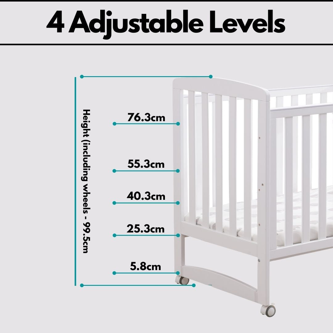 PREORDER APRIL 2024 Palette Box Sweet Dreams Avant Garde 10-in-1 Convertible Baby Cot with Anti-Colic System (ACS) & Rocker - Drop Gate (120x60cm) + King Koil Baby Orthoguard 2 Dual-Foam 4" Mattress