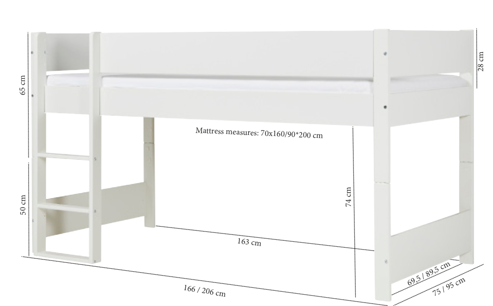 Manis-h Huxie Kids Semi Loft Bed