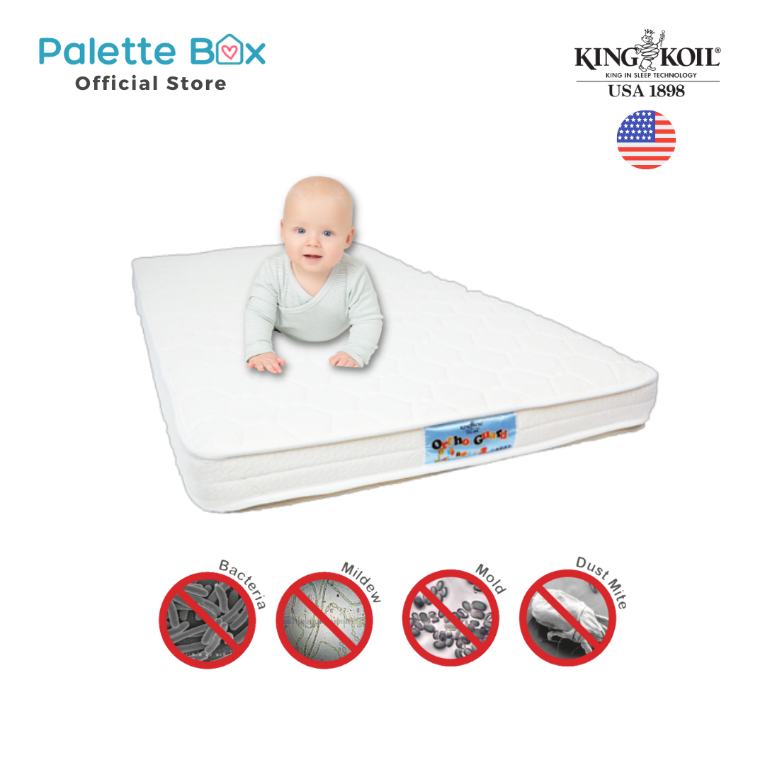 PREORDER APRIL 2024 Palette Box Sweet Dreams Avant Garde 10-in-1 Convertible Baby Cot with Anti-Colic System (ACS) & Rocker - Drop Gate (120x60cm) + King Koil Baby Orthoguard 2 Dual-Foam 4" Mattress