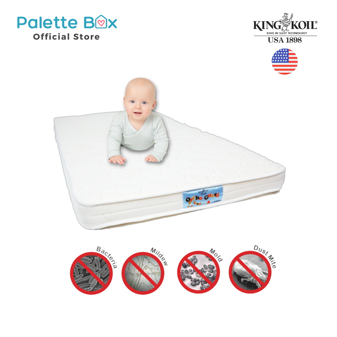 Palette Box Sweet Dreams 7-in-1 Convertible Baby Cot with Rocker - Drop Gate + King Koil Baby OrthoGuard 3 Latex Foam 4" Mattress 120x60cm (only ICA-endorsed Baby Mattress)