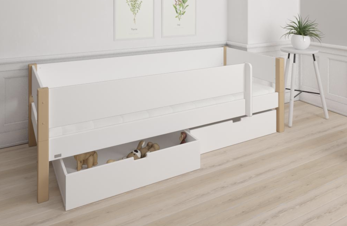 Manis-h Kids Single Bed with Safety Rail and Drawers - MIMER