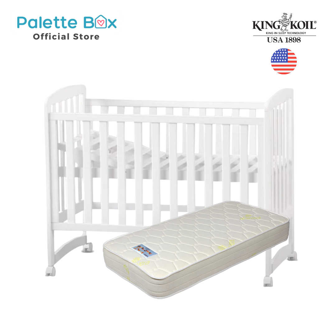 Preorder 20 Oct 
Palette Box Sweet Dreams Avant Garde 10-in-1 Convertible Baby Cot with Anti-Colic System (ACS) & Rocker - Drop Gate (120x60cm) + King Koil Baby OrthoGuard 1 Spring 6 inch Mattress