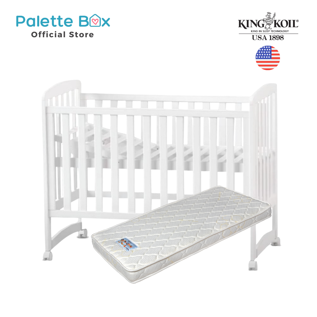 Preorder 20 Oct 
Palette Box Sweet Dreams Avant Garde 10-in-1 Convertible Baby Cot with Anti-Colic System (ACS) & Rocker - Drop Gate (120x60cm) + King Koil Baby Orthoguard 2 Dual-Foam 4" Mattress