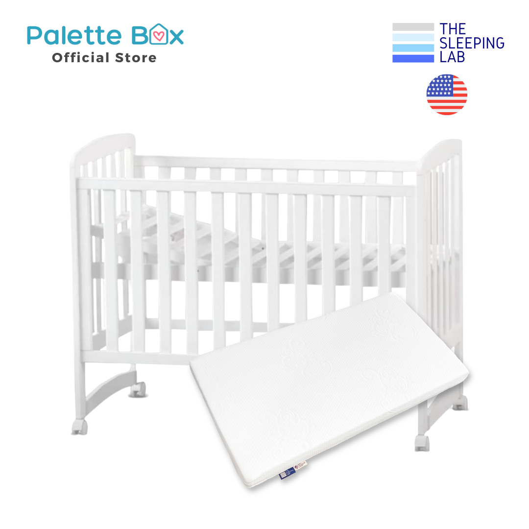 PREORDER APRIL 2024 Palette Box Sweet Dreams Avant Garde 10-in-1 Convertible Baby Cot with Anti-Colic System (ACS) & Rocker - Drop Gate + The Sleeping Lab Baby Orthosleep Premium Mattress 4 Inch (120x60cm)