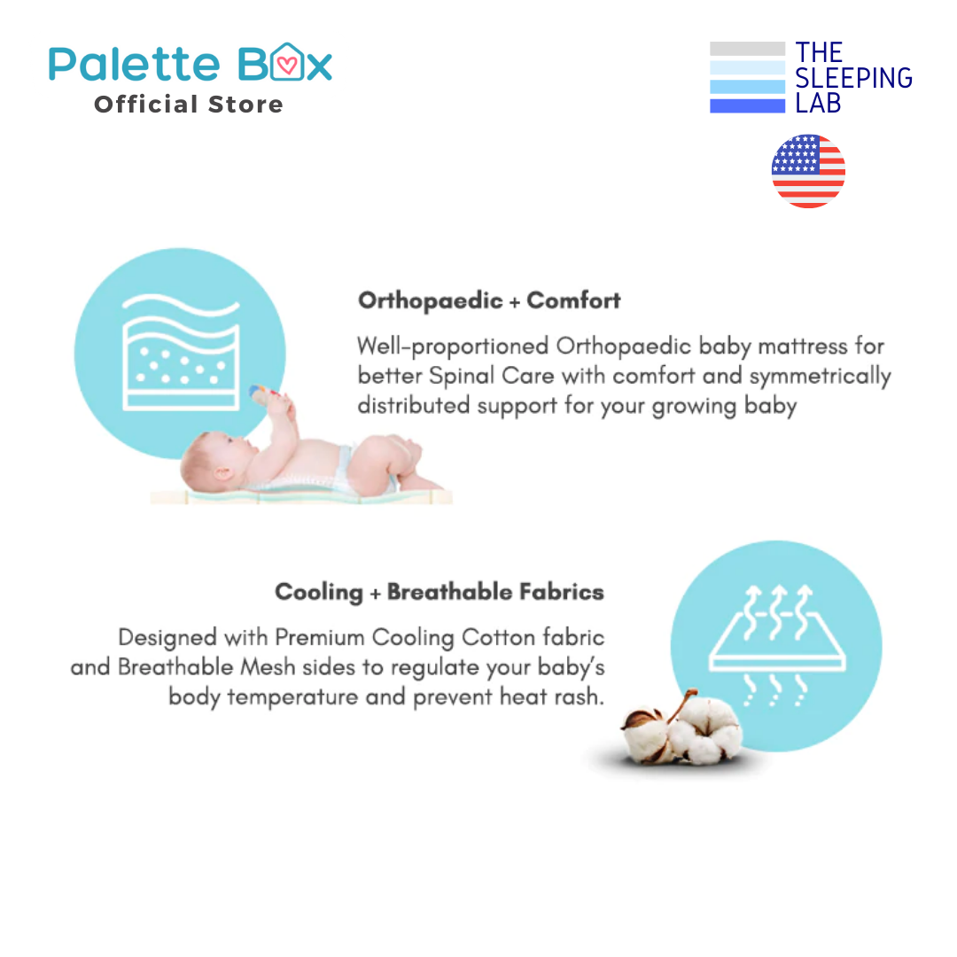 PREORDER APRIL 2024 Palette Box Sweet Dreams Avant Garde 10-in-1 Convertible Baby Cot with Anti-Colic System (ACS) & Rocker - Drop Gate + The Sleeping Lab Baby OrthoCare Plus (Micro-Tencel Fabric) Mattress 4 Inch (120x60cm)