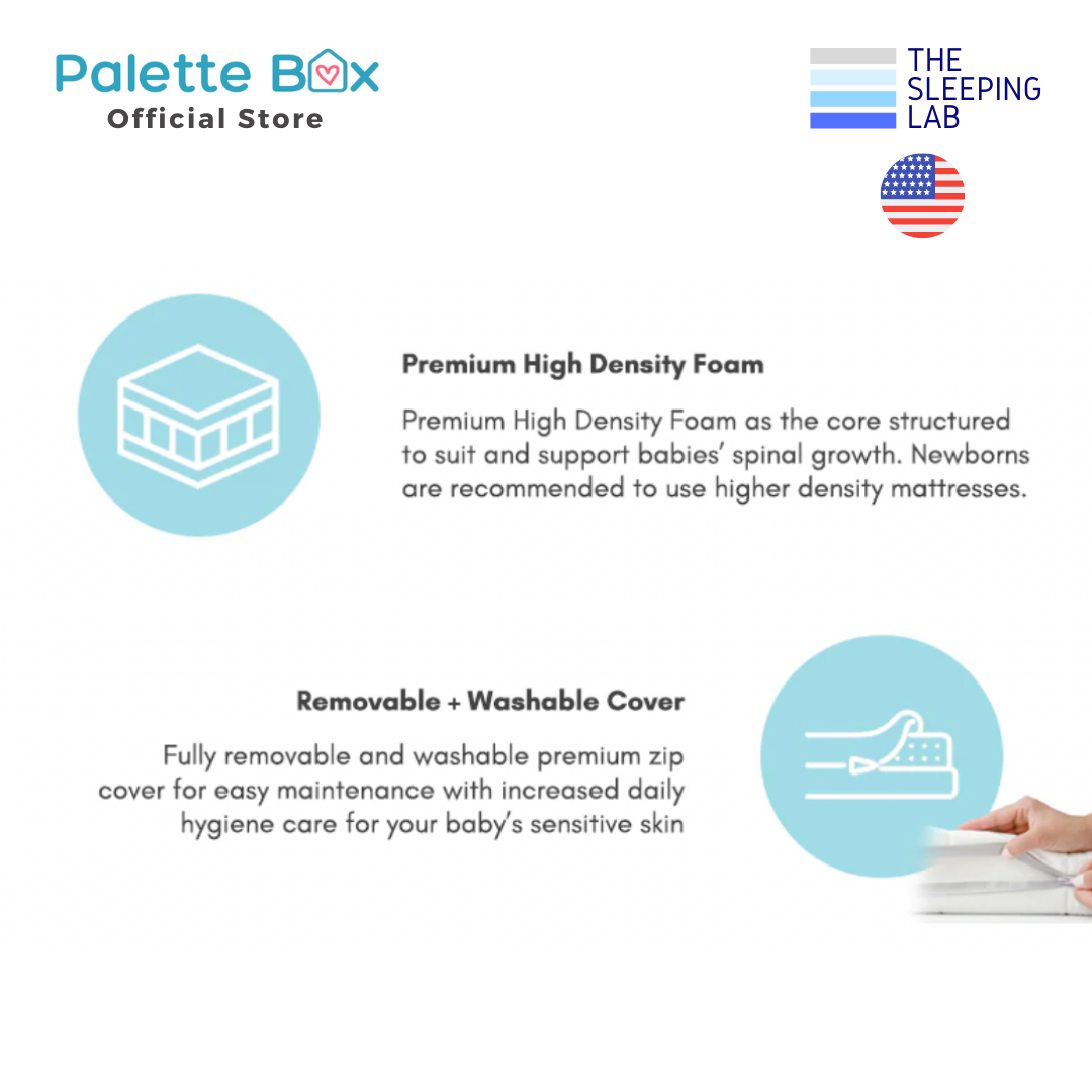 Preorder 20 Oct 
Palette Box Sweet Dreams Avant Garde 10-in-1 Convertible Baby Cot with Anti-Colic System (ACS) & Rocker - Drop Gate + The Sleeping Lab Baby OrthoCare Plus (Micro-Tencel Fabric) Mattress 4 Inch (120x60cm)
