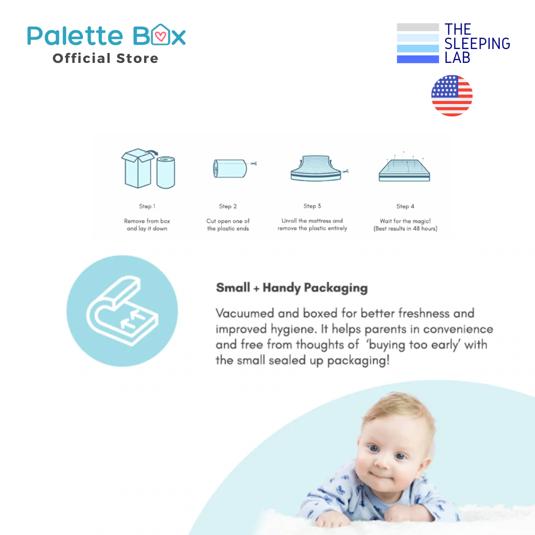 Preorder 20 Oct 
Palette Box Sweet Dreams Avant Garde 10-in-1 Convertible Baby Cot with Anti-Colic System (ACS) & Rocker - Drop Gate + The Sleeping Lab Baby OrthoCare Plus (Micro-Tencel Fabric) Mattress 4 Inch (120x60cm)