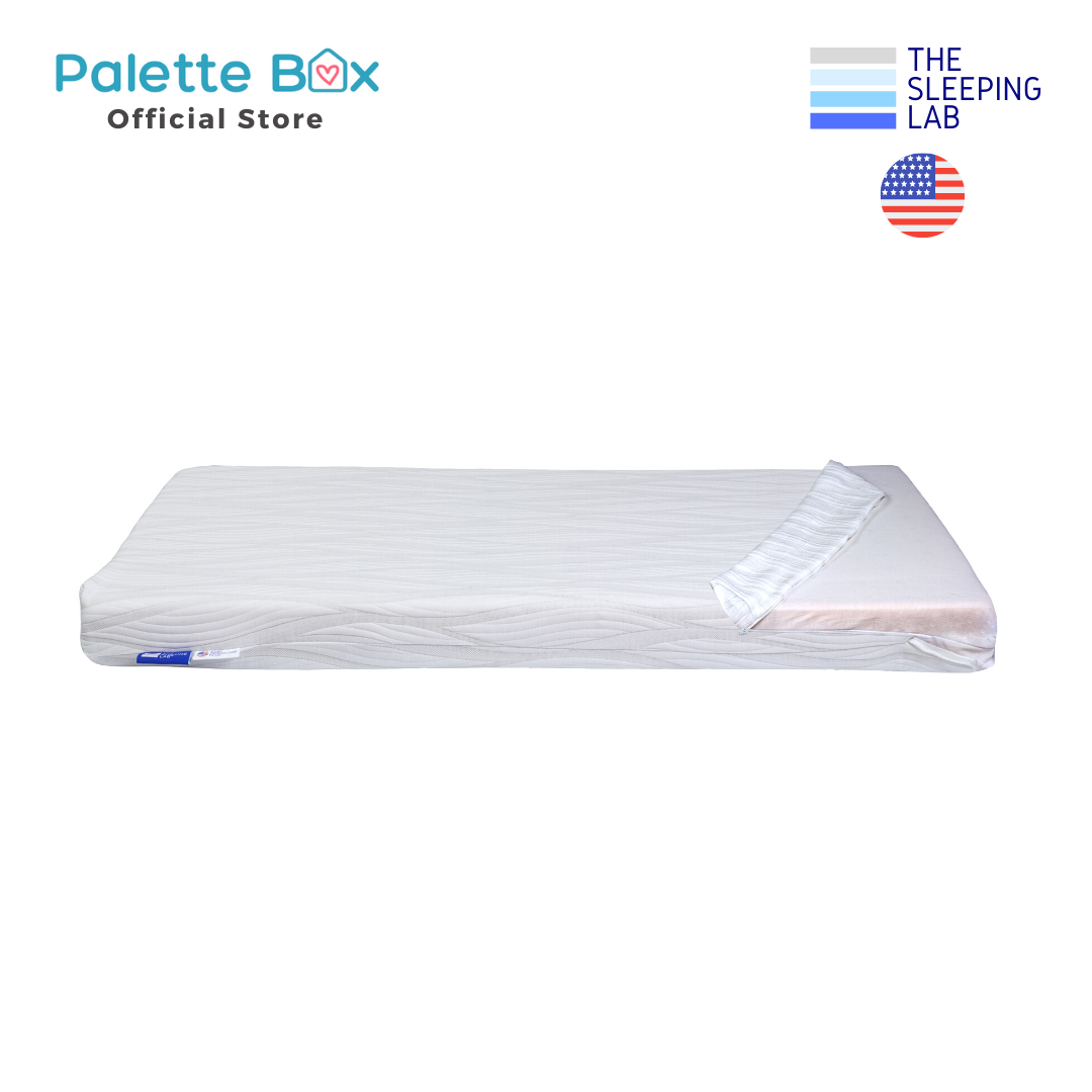 Palette Box Sweet Dreams 7-in-1 Convertible Baby Cot with Rocker - Drop Gate (120x60cm) + The Sleeping Lab Baby OrthoCare Plus (Micro-Tencel Fabric) Mattress 4 Inch (120x60cm)