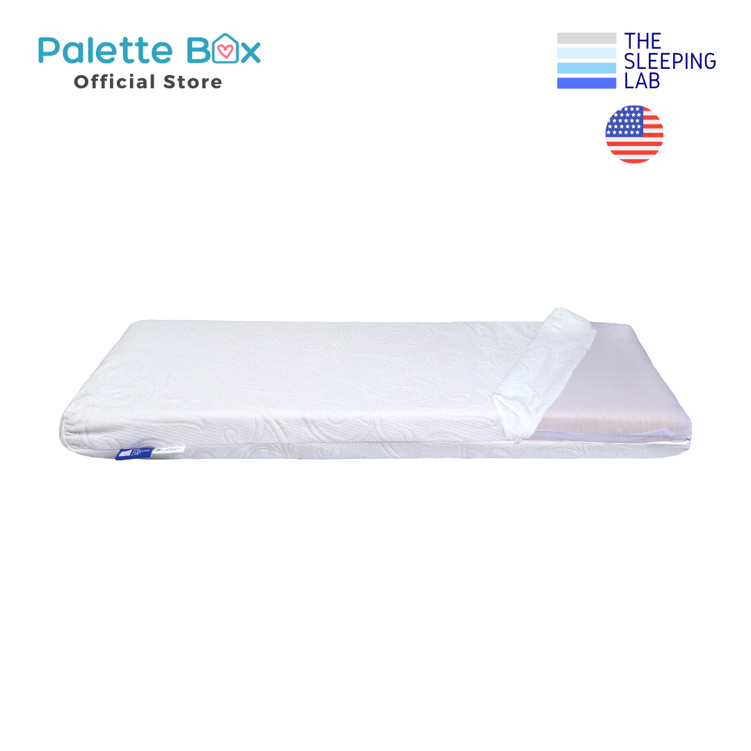 Palette Box Sweet Dreams 7-in-1 Convertible Baby Cot with Rocker - Drop Gate (120x60cm) + The Sleeping Lab Baby Orthosleep Premium Mattress 4 Inch (120x60cm)