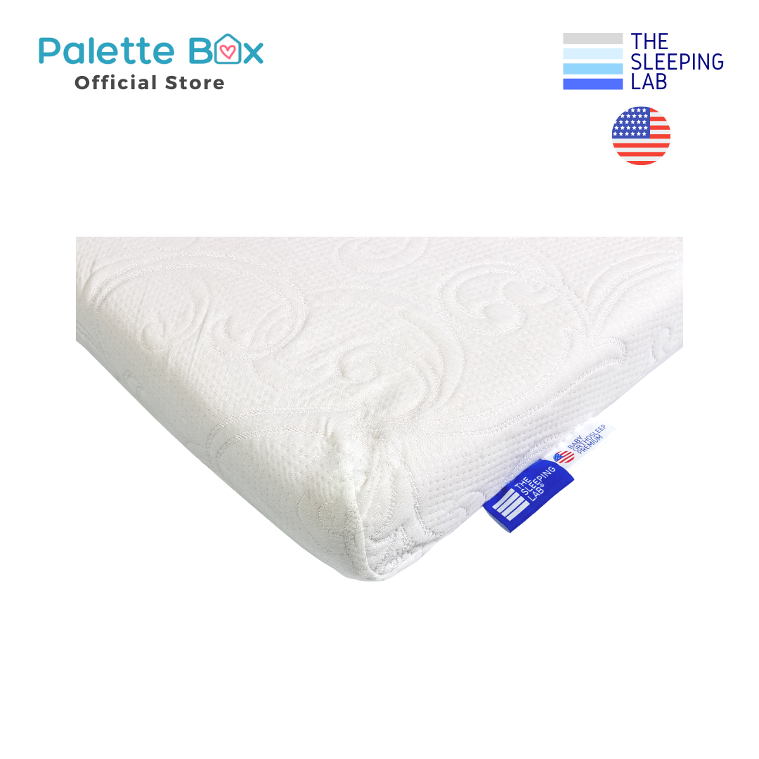 Palette Box Sweet Dreams 7-in-1 Convertible Baby Cot with Rocker - Drop Gate (120x60cm) + The Sleeping Lab Baby Orthosleep Premium Mattress 4 Inch (120x60cm)