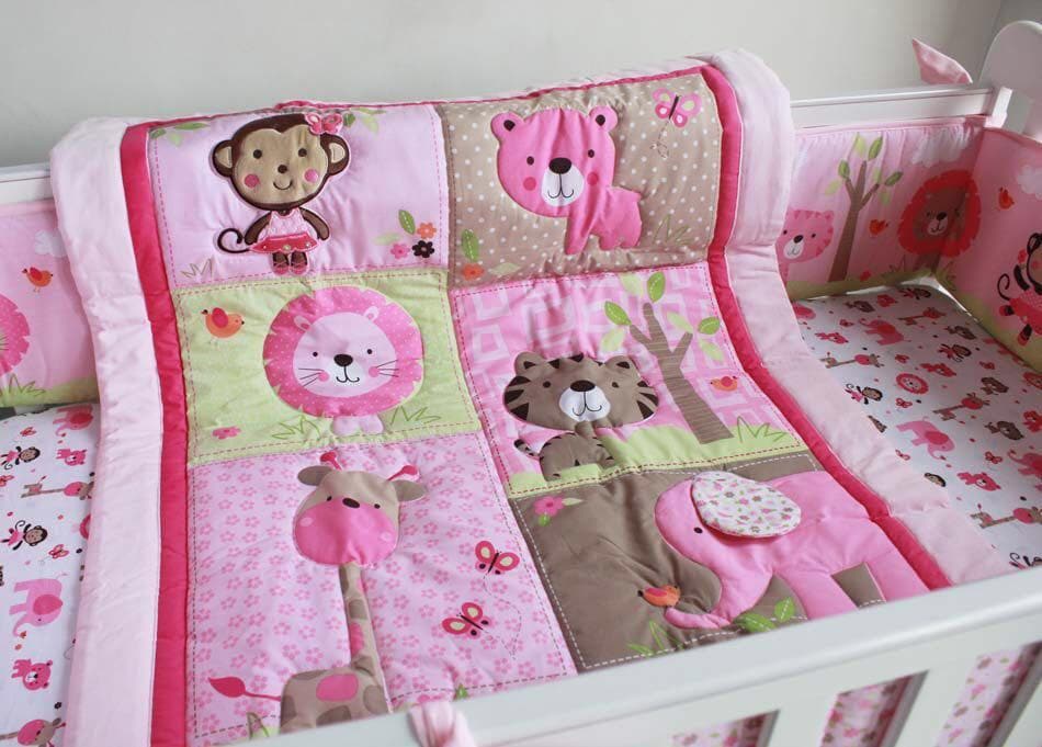 DreamCots 8 Pieces Bedding Set – Pink Zoo
