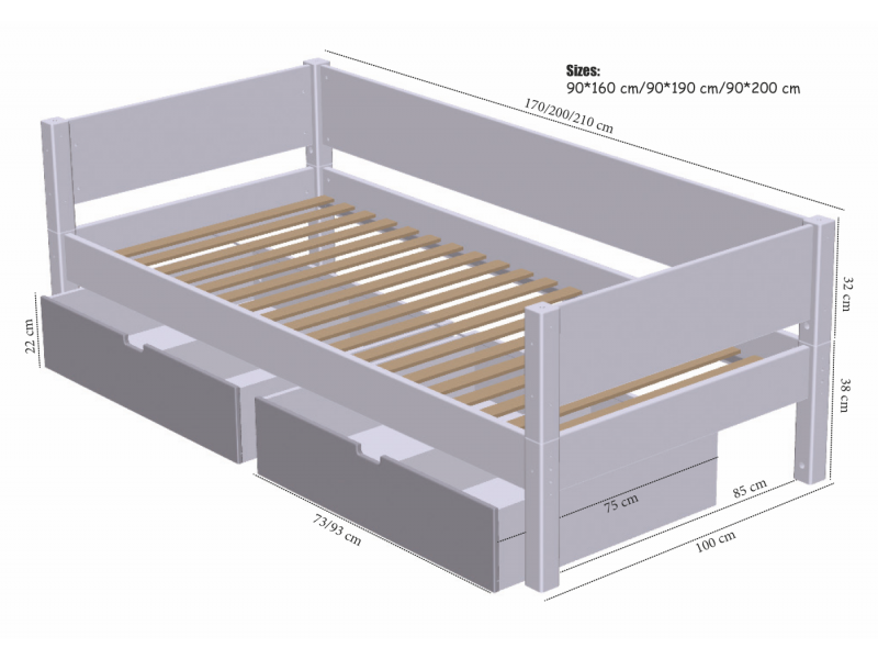 Manis-h Kids Children's Bed with Drawers - SIF